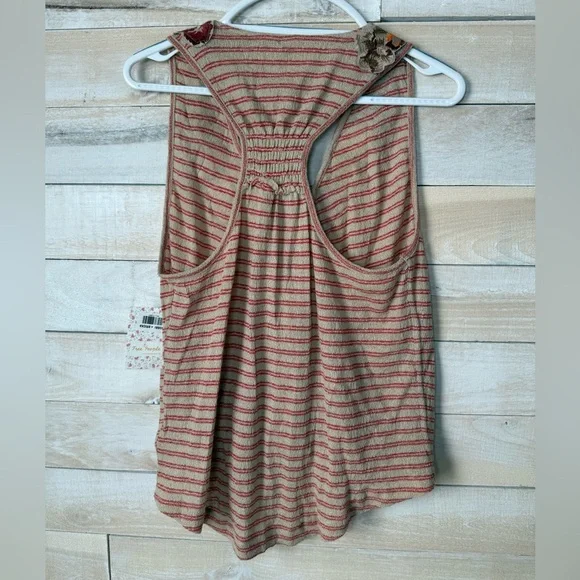 Free People Frida Embroidered Striped Faux Wrap Top in Neutral Size M NWT - Picture 7 of 8